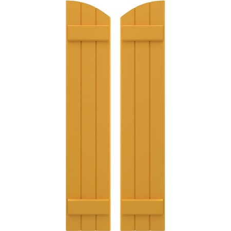 Americraft 3-Board (2 Batten) Wood Joined Board-n-Batten Shutters W/ Ellipt Top, ARW101BE311X54TUH